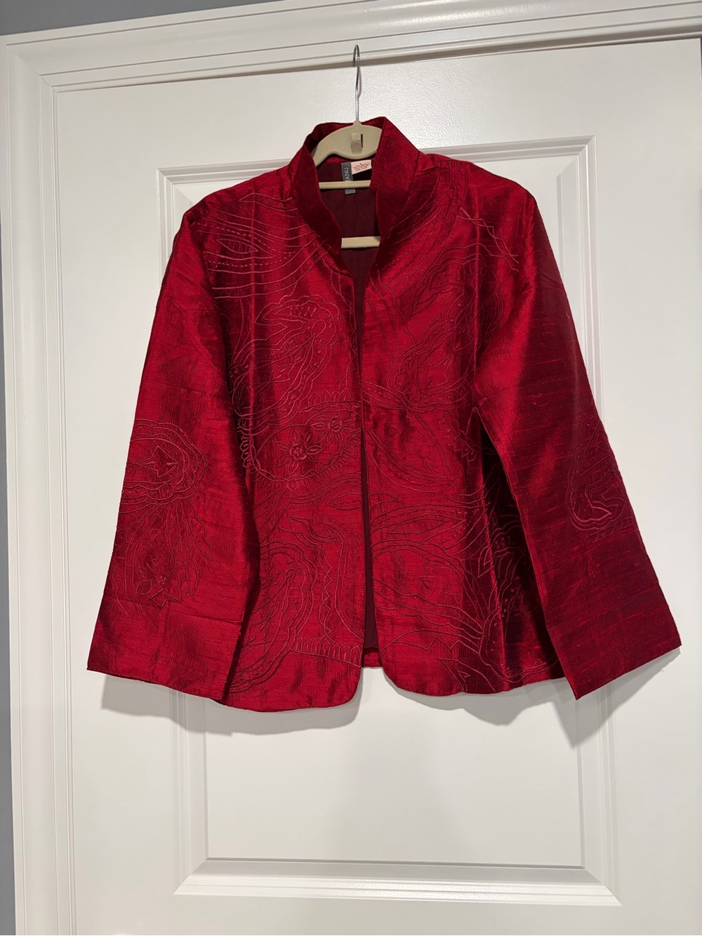 Any Women’s Red Open-Front Silk Jacket